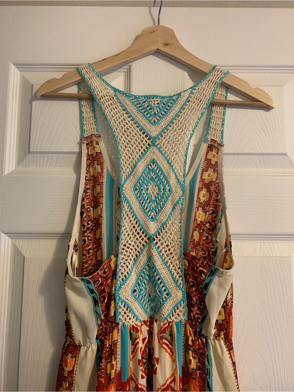 Anthropologie Maude Boho Crochet Back Maxi Dress Small NWT Double Slit - Picture 4 of 7